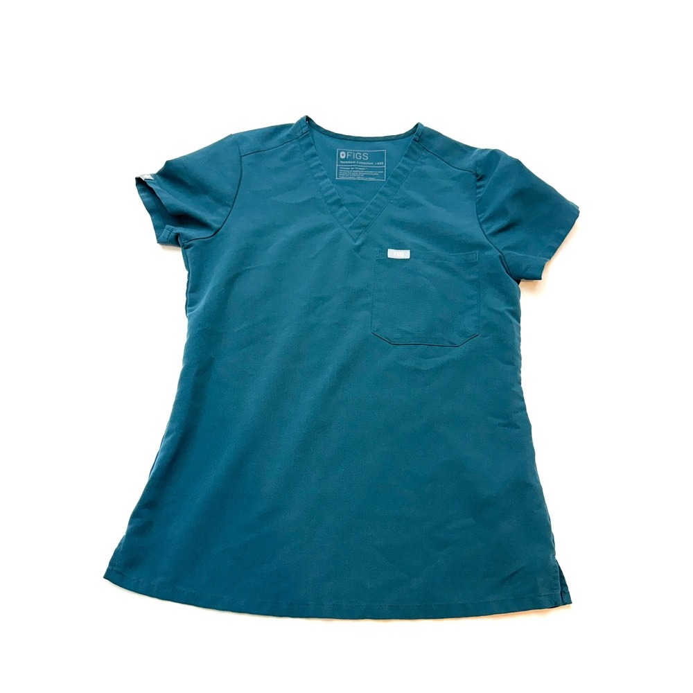 FIGS $42 Womens XXS Caribbean Blue Short Sleeve 1 Pocket Catarina Scrub Top AA8